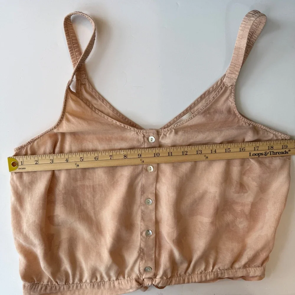 Cloth & Stone Anthropologie Tie Front Tank Top L Tencel Blush Tonal Animal Print